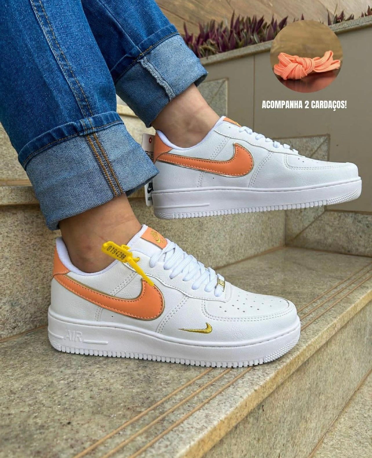 Nike air force 1 white hot sale orange peel